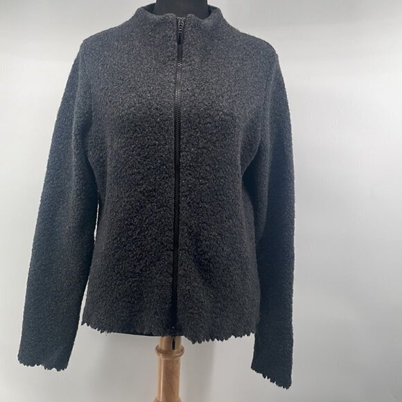 𝅺PETER Mahler zip up sweater gray wool blend career soft blazer jacket sz sm - Picture 6 of 9